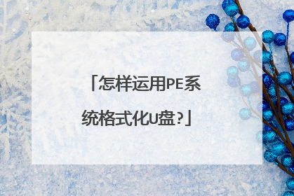 怎样运用PE系统格式化U盘?