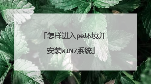 怎样进入pe环境并安装WIN7系统