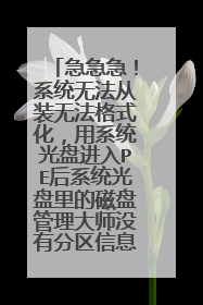 急急急！系统无法从装无法格式化，用系统光盘进入PE后系统光盘里的磁盘管理大师没有分区信息?
