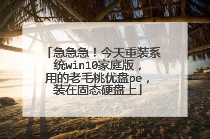 急急急!今天重装系统win10家庭版,用的老毛桃优盘pe,装在固态硬盘上