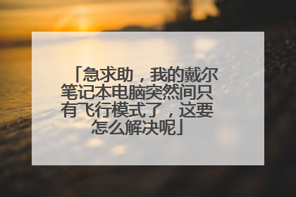 急求助，我的戴尔笔记本电脑突然间只有飞行模式了，这要怎么解决呢