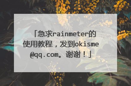急求rainmeter的使用教程,发到okisme@qq.com。谢谢!