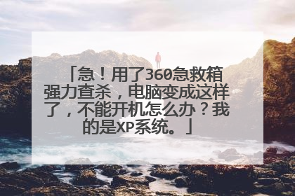 急!用了360急救箱强力查杀,电脑变成这样了,不能开机怎么办?我的是XP系统。
