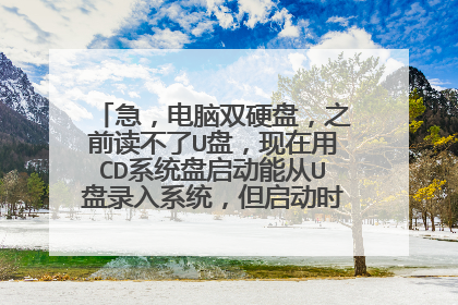 急，电脑双硬盘，之前读不了U盘，现在用CD系统盘启动能从U盘录入系统，但启动时出错，怎办？