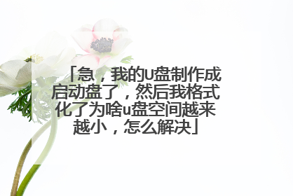 急，我的U盘制作成启动盘了，然后我格式化了为啥u盘空间越来越小，怎么解决