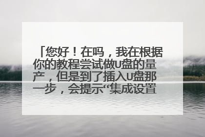 您好!在吗,我在根据你的教程尝试做U盘的量产,但是到了插入U盘那一步,会提示“集成设置改变,请拔除所