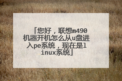 您好，联想m490机器开机怎么从u盘进入pe系统，现在是linux系统