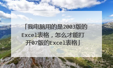 我电脑用的是2003版的Excel表格,怎么才能打开07版的Excel表格