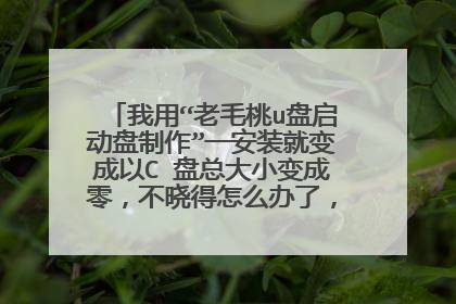 我用“老毛桃u盘启动盘制作”一安装就变成以C 盘总大小变成零，不晓得怎么办了，请高手指点。。。