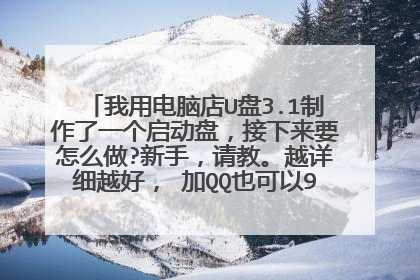 我用电脑店U盘3.1制作了一个启动盘,接下来要怎么做?新手,请教。越详细越好, 加QQ也可以93775612