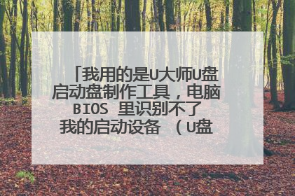 我用的是U大师U盘启动盘制作工具，电脑BIOS 里识别不了我的启动设备 （U盘）是怎么回事？