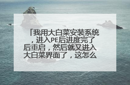 我用大白菜安装系统,进入PE后进度完了后重启,然后就又进入大白菜界面了,这怎么办?试了好多次了!