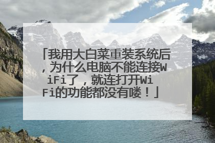 我用大白菜重装系统后,为什么电脑不能连接WiFi了,就连打开WiFi的功能都没有喽!