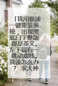 我用极速一键重装系统,出现黑底白字整版都是英文。左下端有一跳动虚线。我该怎么办? 求大神教教