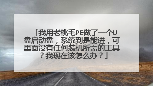 我用老桃毛PE做了一个U盘启动盘,系统到是能进,可里面没有任何装机所需的工具?我现在该怎么办?