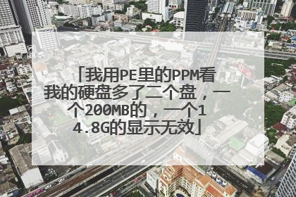 我用PE里的PPM看我的硬盘多了二个盘，一个200MB的，一个14.8G的显示无效