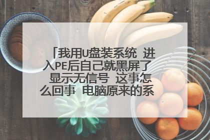 我用U盘装系统 进入PE后自己就黑屏了 显示无信号 这事怎么回事 电脑原来的系统能正常开机
