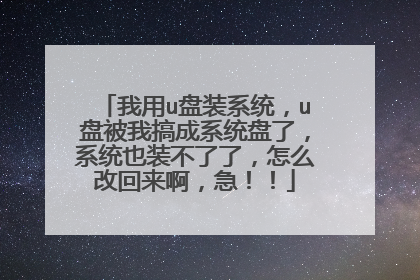 我用u盘装系统,u盘被我搞成系统盘了,系统也装不了了,怎么改回来啊,急!!