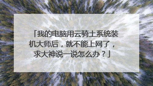 我的电脑用云骑土系统装机大师后,就不能上网了,求大神说一说怎么办?