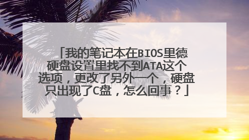 我的笔记本在BIOS里德硬盘设置里找不到ATA这个选项,更改了另外一个,硬盘只出现了C盘,怎么回事?