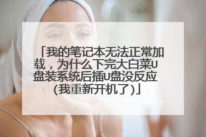 我的笔记本无法正常加载，为什么下完大白菜U盘装系统后插U盘没反应(我重新开机了)