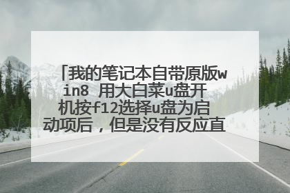 我的笔记本自带原版win8 用大白菜u盘开机按f12选择u盘为启动项后,但是没有反应直接进系统了,
