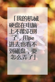 我的机械硬盘在电脑上不能识别了,用pe进去也看不到磁盘,要怎么弄了