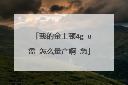 我的金士顿4g u盘 怎么量产啊 急