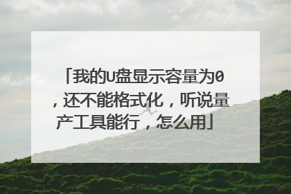 我的U盘显示容量为0,还不能格式化,听说量产工具能行,怎么用