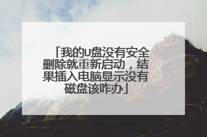 我的U盘没有安全删除就重新启动,结果插入电脑显示没有磁盘该咋办