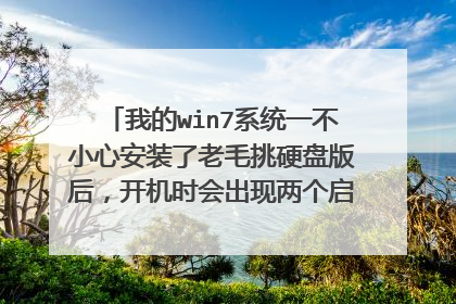 我的win7系统一不小心安装了老毛挑硬盘版后,开机时会出现两个启动项,一个是win7,一个是老毛挑pe系统