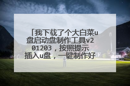 我下载了个大白菜u盘启动盘制作工具v201203，按照提示插入u盘，一键制作好了u盘。问题就来了，请看下面：