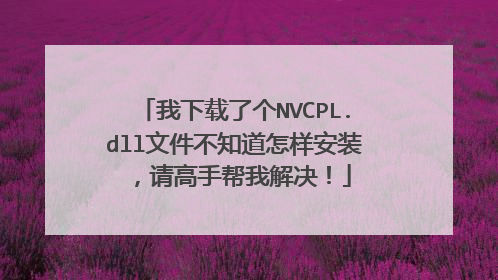 我下载了个NVCPL.dll文件不知道怎样安装,请高手帮我解决!