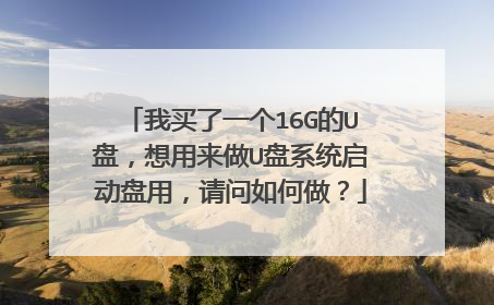 我买了一个16G的U盘，想用来做U盘系统启动盘用，请问如何做？