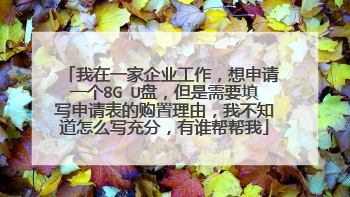我在一家企业工作,想申请一个8G U盘,但是需要填写申请表的购置理由,我不知道怎么写充分,有谁帮帮我