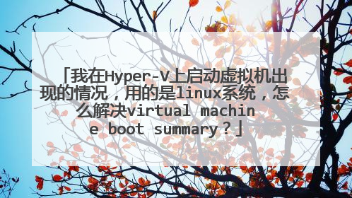 我在Hyper-V上启动虚拟机出现的情况，用的是linux系统，怎么解决virtual machine boot summary？