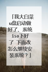 我大白菜u盘启动做好了、系统iso下好了 下面改怎么继续安装系统?