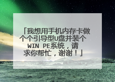 我想用手机内存卡做个个引导型U盘并装个WIN PE系统，请求你帮忙，谢谢！