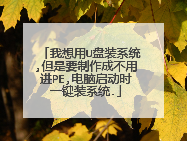 我想用U盘装系统,但是要制作成不用进PE,电脑启动时一键装系统.