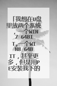 我想在U盘里放两个系统,一个WIN7 64BIT,一个WIN8 64BIT,甚至更多,但是用PE安装我下的ISO镜像都不行