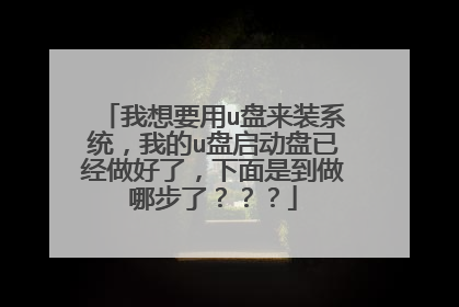 我想要用u盘来装系统，我的u盘启动盘已经做好了，下面是到做哪步了？？？