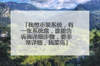我想重装系统,有一张系统盘,谁能告诉我详细步骤,要非常详细,我菜鸟