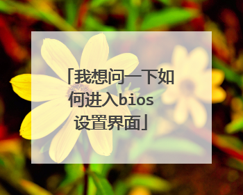 我想问一下如何进入bios设置界面
