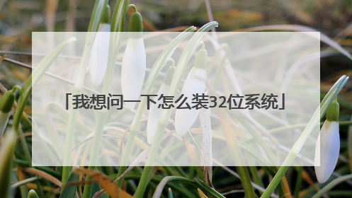 我想问一下怎么装32位系统