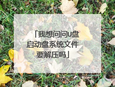 我想问问U盘启动盘系统文件要解压吗