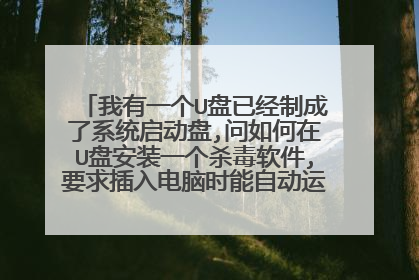 我有一个U盘已经制成了系统启动盘,问如何在U盘安装一个杀毒软件,要求插入电脑时能自动运行杀毒 谢谢
