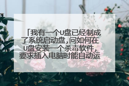 我有一个U盘已经制成了系统启动盘,问如何在U盘安装一个杀毒软件,要求插入电脑时能自动运行杀毒 谢谢