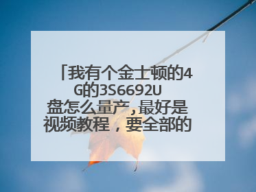 我有个金士顿的4G的3S6692U盘怎么量产,最好是视频教程,要全部的!我是新手,还有INI文件修改我都不怎么会
