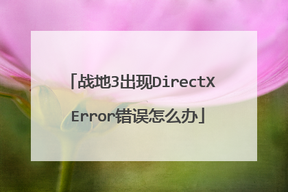 战地3出现DirectX Error错误怎么办