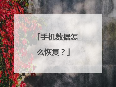 手机数据怎么恢复？